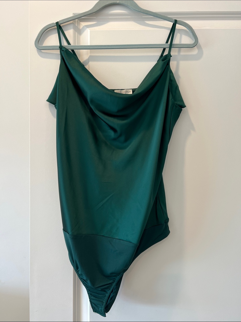 Dress Forum Emerald Green Satin Cowl-Neck Bodysuit